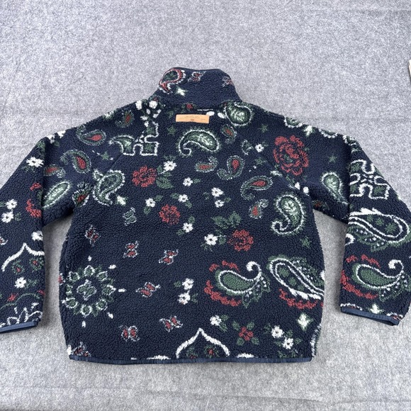 Kith & Kin Pinehurst Jacket Mens Small Blue Sherpa Fleece Paisley Bomber Snap - Picture 4 of 12